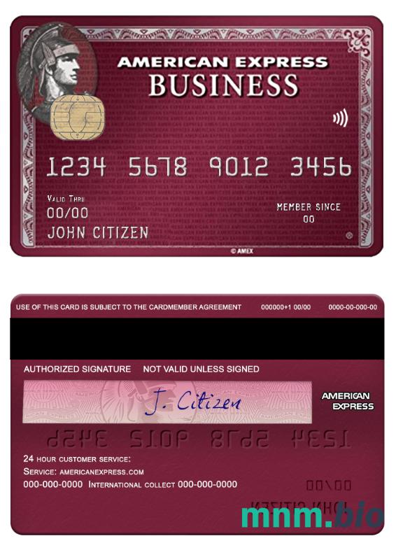 USA San Francisco CHIME bank amex biznes plum karta przykład w formacie PSD